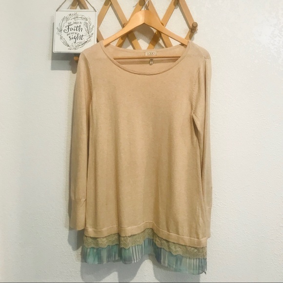 🌟⭐️Logo Lori Goldstein Cotton Cashmere Tunic Beige SP - Picture 2 of 7